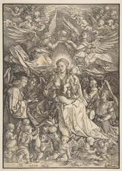 La Vergine circondata da molti angeli