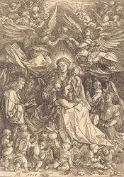 La Vergine circondata da molti angeli