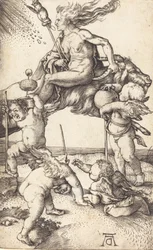 Strega che cavalca una capra