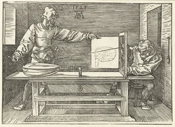 Artista che disegna un liuto