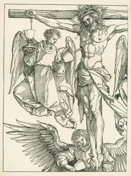 Cristo in croce con tre angeli, 1513-13 circa (xilografia)