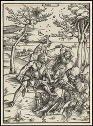 Ercole che conquista Caco, 1496 circa (xilografia)