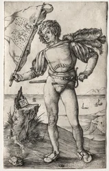 Il portabandiera borgognone, c. 1500 (incisione)