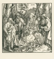 La santa parentela con gli angeli suonatori di liuto