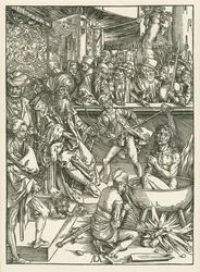 Il martirio di San Giovanni Evangelista, 1496-97 circa (xilografia)