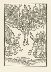 I sette angeli con la croce e le sei chiavi, con cui hanno aperto il Paradiso alle sei opere di Misericordia, ricevono un
