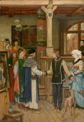 I magistrati visitano il laboratorio di Jan van Eyck
