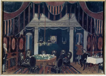Decorazione preparatoria per la pièce teatrale "La mascherata" di Mikhail Lermontov