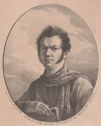 Autoritratto con un album e penna, 1819