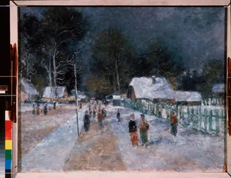 Inverno. Opera di Alexander Vasilyevich Shevchenko, olio su cartone