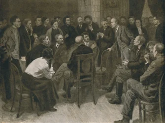 Lenin che dibatte con il narodnik Vorontsov 1894, 1939