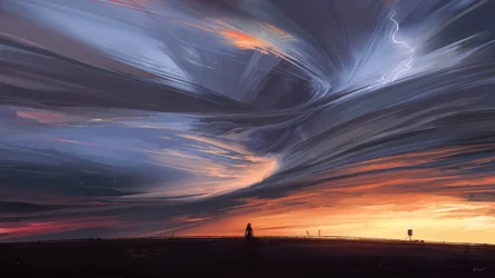 Un tramonto spettacolare illuminato dai fulmini