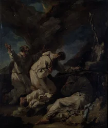 Monaci in preghiera (olio su tela)