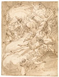 Apollo nel suo carro, disegno per un dipinto sul soffitto