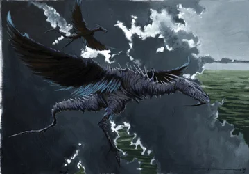 Creatura favolosa: rappresentazione di un drago. Disegno di Alessandro Lonati