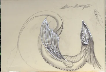 Creatura fantastica: drago marino. Schizzo di Alessandro Lonati