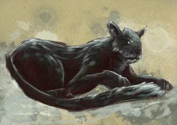 Mostri e creature fantastiche, criptozoologia: rappresentazione della Bestia di Exmoor, avvistata nel Devon e nel Somerset in Inghilterra - disegno di Alessandro Lonati, 2012