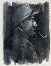 Prima Guerra Mondiale 1914-1918: ritratto di profilo di un soldato dell