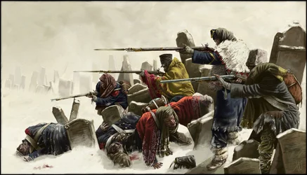 Ritirata francese in Russia, in un cimitero, inverno 1812, 2024