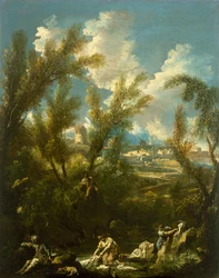 Paesaggio con lavandaia