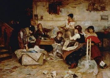 Donne che lavorano le perle