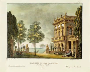 Veduta del giardino e della casa di Otello. Scenografia per l