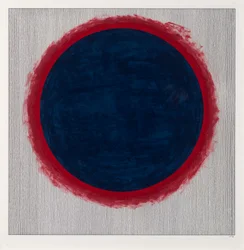 Cerchio blu su rosso, 2022