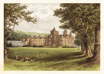 Holker Hall, Lancashire, Inghilterra, 1880 (incisione)