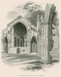 Abbazia di Melrose, navata e navata sud, da est