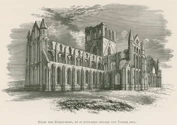 Abbazia di Whitby, da nord-est, come appariva prima che la torre cadesse