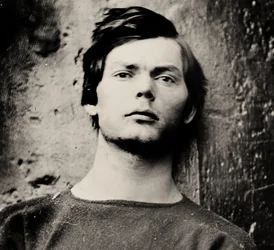 Lewis Powell con manette ai polsi a bordo della USS Saugus, 1865