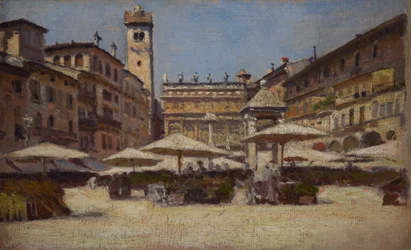 Piazza delle Erbe a Verona, c.1900