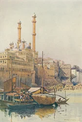 I ghat sotto la moschea di Aurangzeb, Benares, c1880 1905