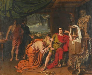 Russo: "Priamo chiede ad Achille il corpo di Ettore " Priamo chiede ad Achille di restituire il corpo di Ettore