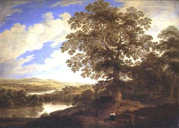 Un ampio paesaggio fluviale boscoso