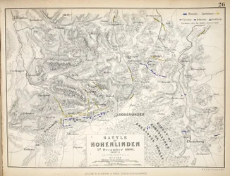 Mappa della battaglia di Hohenlinden, pubblicata da William Blackwood and Sons, Edimburgo e Londra, 1848