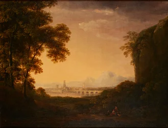 Figure in un paesaggio boscoso italiano