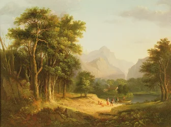 Paesaggio delle Highlands con figure