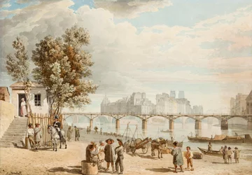 Vista di Parigi - Pont des Arts (Francia) - Opera di Alexander Pavlovich Briullov (1798-1877)