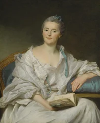 Ritratto di Marie-Françoise Julie Constance Filleul, Marchesa di Marigny con un libro