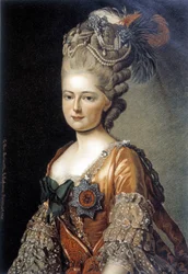 Ritratto della grande duchessa russa Maria Feodorovna realizzato nel 1777 dal pittore svedese Alexander Roslin (1718 - 1793)
