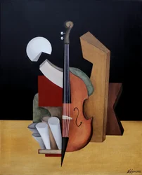 Natura morta geometrica con violoncello