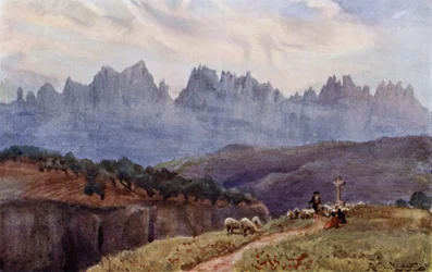 Le montagne di Monserrat da Manresa, vicino a Barcellona
