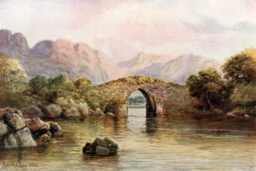 Ponte di Brickeen, Lower Lake, Killarney (litografia a colori)
