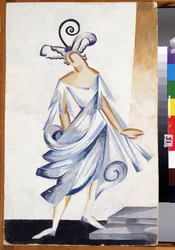 Giulietta. Disegno di costume per la pièce Romeo e Giulietta di William Shakespeare (1564-1616). Opera di Alexandra Alexandrovna Exter (1882-1949), gouache su cartone