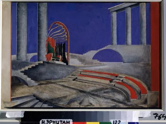 Revisione del progetto di decorazione, per le edizioni Decors de Theatre. Opera di Alexandra Alexandrovna Exter (1882-1949)