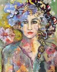 Ritratto floreale dai colori vivaci