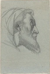 Uomo barbuto di profilo (recto) / Donna che guarda in alto (verso)