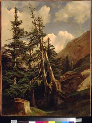 Abeti in montagna di Alexandre Calame (1810-1864). Museo Pushkin delle Belle Arti, Mosca