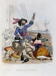 Morgan il Bucaniere nel 1668, da Histoire des Pirates di P. Christian, inciso da A. Catel, 1852